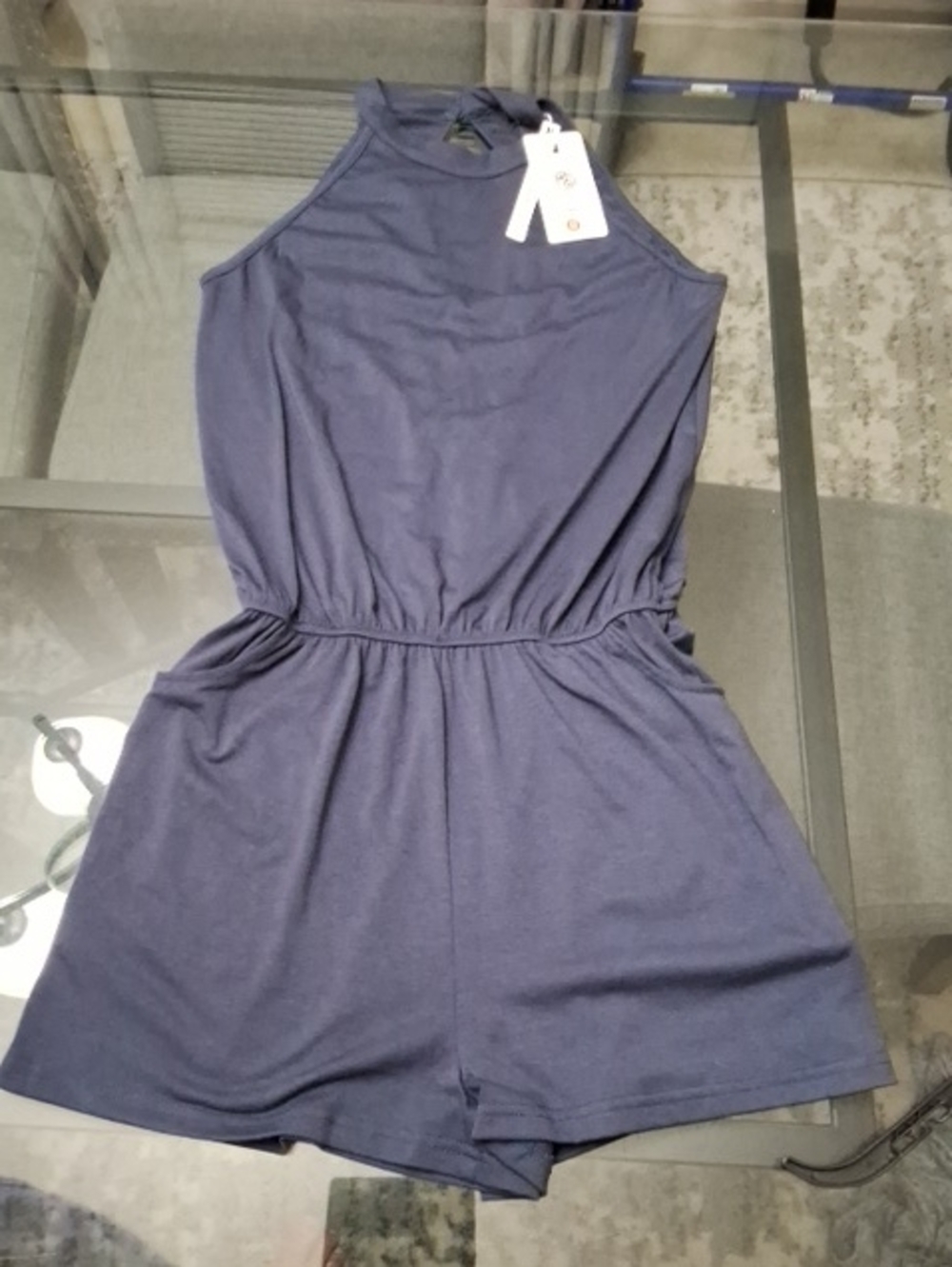 Women’s Navy Blue Sleeveless Romper -